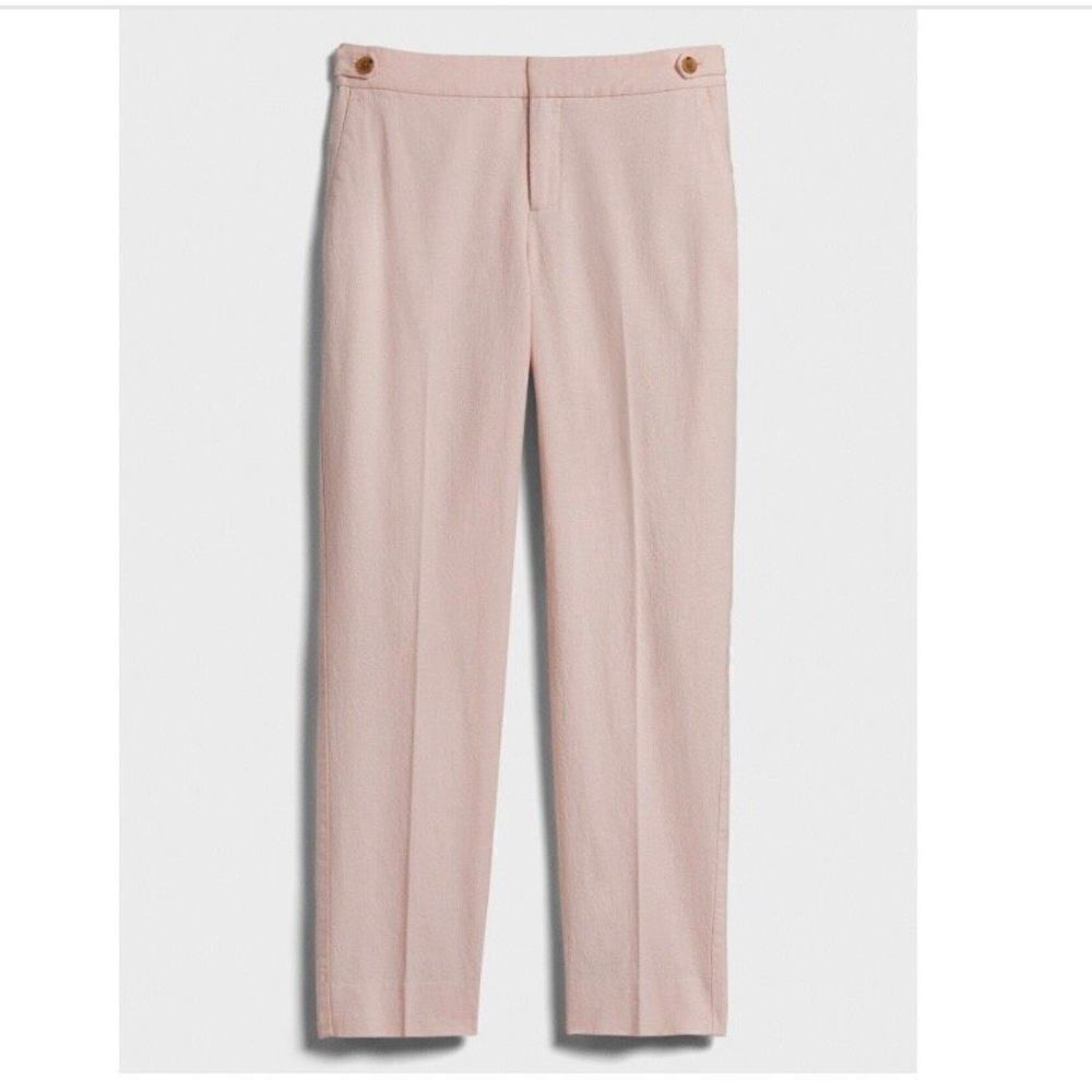 Sz 4P NWT Banana REPUBLIC FCTY Avery Linen Blend Mid Rise‎ Straight Ankle Pants